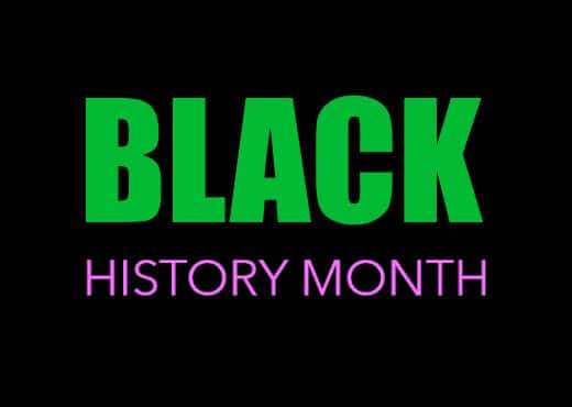 黑人历史月-文字在石灰绿和紫色的黑色背景